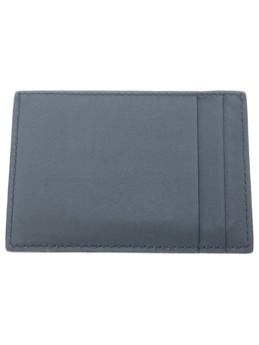 Tiffany & Co Card Case One Point Logo Leather Dark Gray